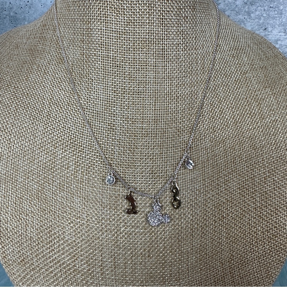 Disney 90 Years Collector Necklace Sterling Silver .925 And Cz Dangle Charms View 2